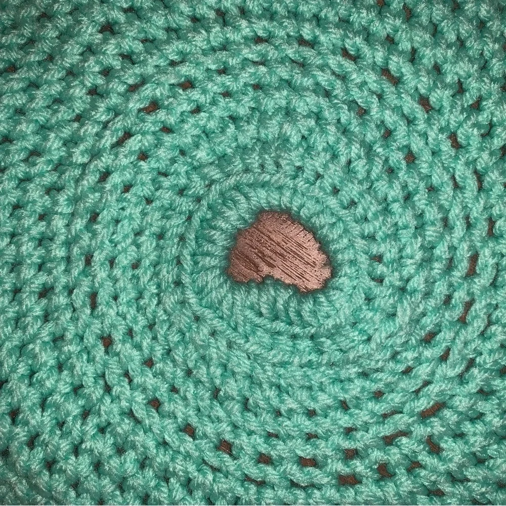 Handmade Scallop Ruffle Teal Green Pink Purple Crochet Christmas Tree Skirt 29”
